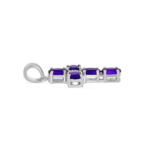 BUY REAL AFRICAN AMETHYST GEMSTONE CROSS PENDANT IN 925 SILVER